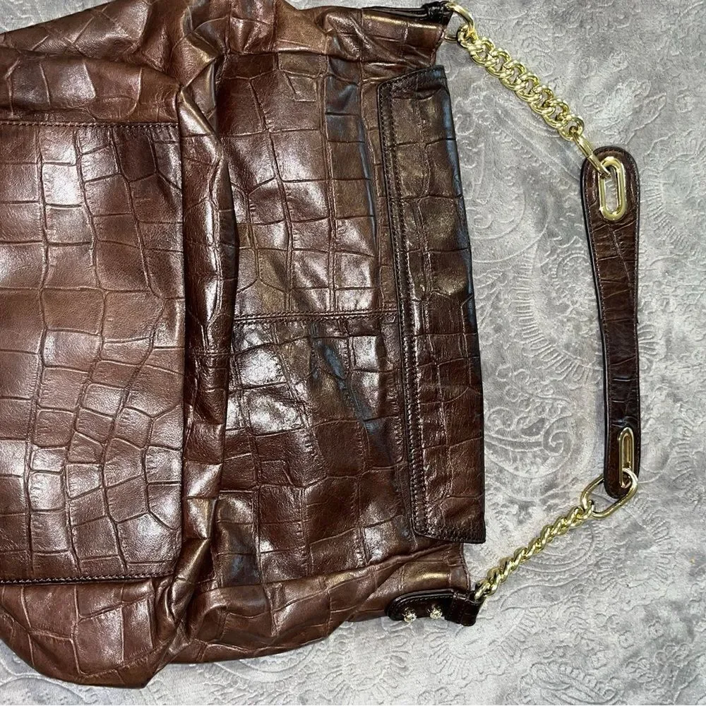 Badgley Mischa large crocodile hobo bag flap/magnetic close